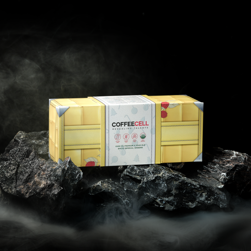 Бежевая коробка COFFEECELL с белым шоколадом на камнях