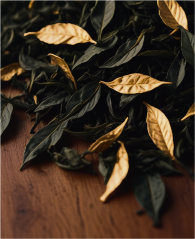 Tea leaves brown and gold